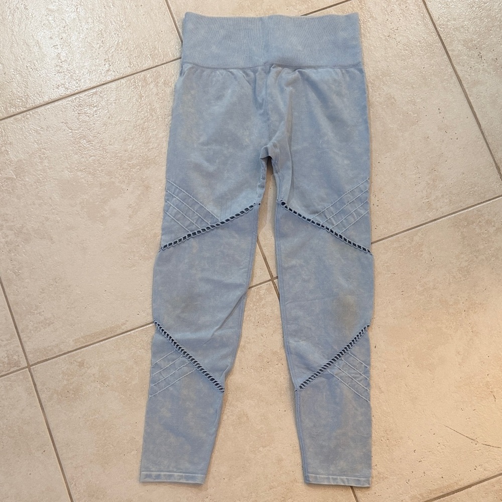 Soul Cycle Light Blue Leggings with Geometric Detailing
